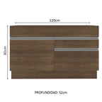 Mueble de Cocina Bajo Glamy 1.20 m 1 Puerta 2 Cajones Marrón