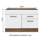 Mueble de Cocina Bajo Agata 1.20 m 1 Puerta 2 Cajones Marrón/Blanco