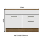 Mueble de Cocina Bajo Agata 1.20 m 1 Puerta 2 Cajones con Encimera