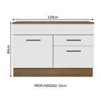Mueble de Cocina Bajo Agata 1.20 m 1 Puerta 2 Cajones con Encimera Marrón/Blanco