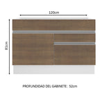 Mueble de Cocina Bajo Glamy 1.20 m 1 Puerta 2 Cajones Blanco/Marrón