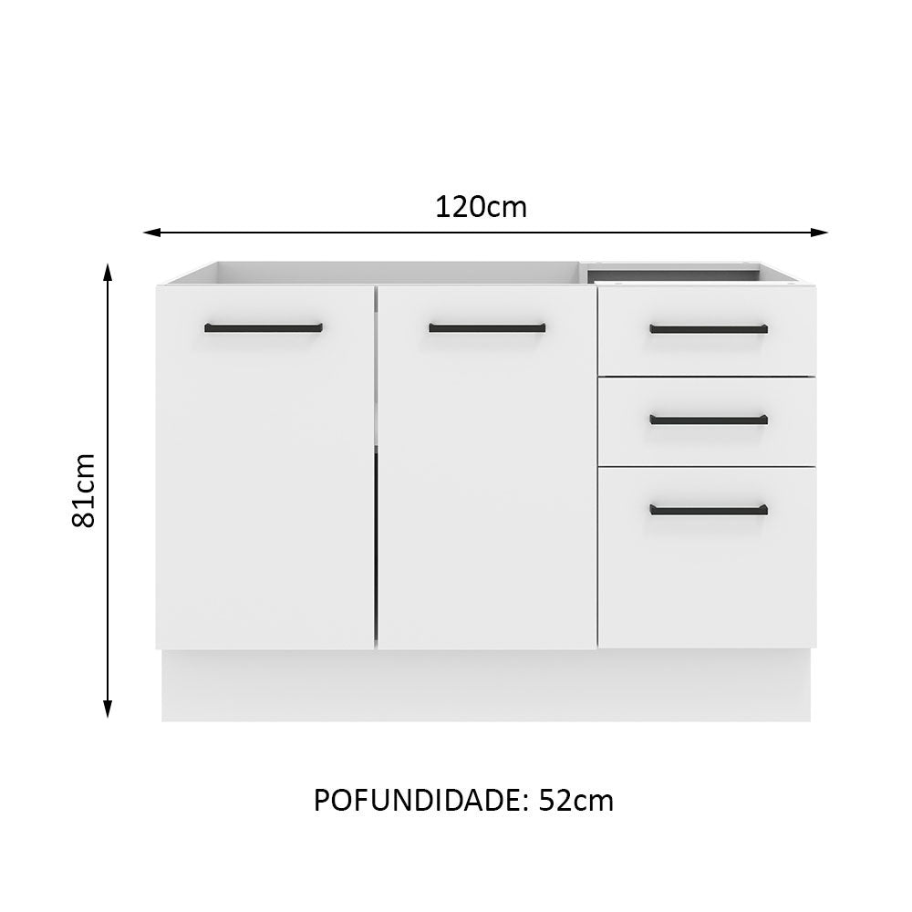 Mueble de Cocina Bajo Agata 1.20 m 2 Puertas 3 Cajones