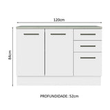 Mueble de Cocina Bajo Agata 1.20 m 2 Puertas 3 Cajones con Encimera