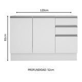 Mueble de Cocina Bajo Glamy 1.20 m 2 Puertas 3 Cajones