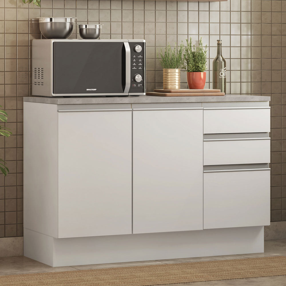 Mueble de Cocina Bajo Glamy 1.20 m 2 Puertas 3 Cajones con Encimera