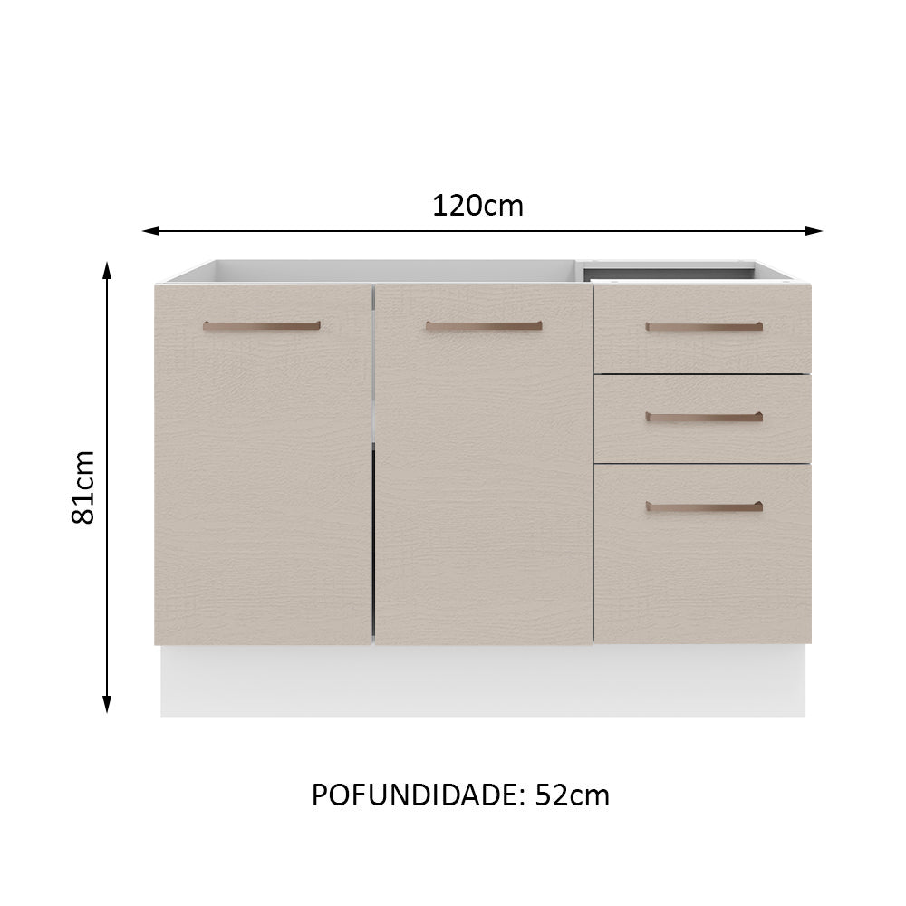 Mueble de Cocina Bajo Agata 1.20 m 2 Puertas 3 Cajones