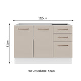Mueble de Cocina Bajo Agata 1.20 m 2 Puertas 3 Cajones