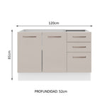 Mueble de Cocina Bajo Agata 1.20 m 2 Puertas 3 Cajones Blanco/Crema