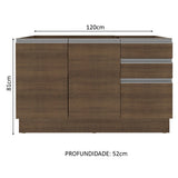 Mueble de Cocina Bajo Glamy 1.20 m 2 Puertas 3 Cajones