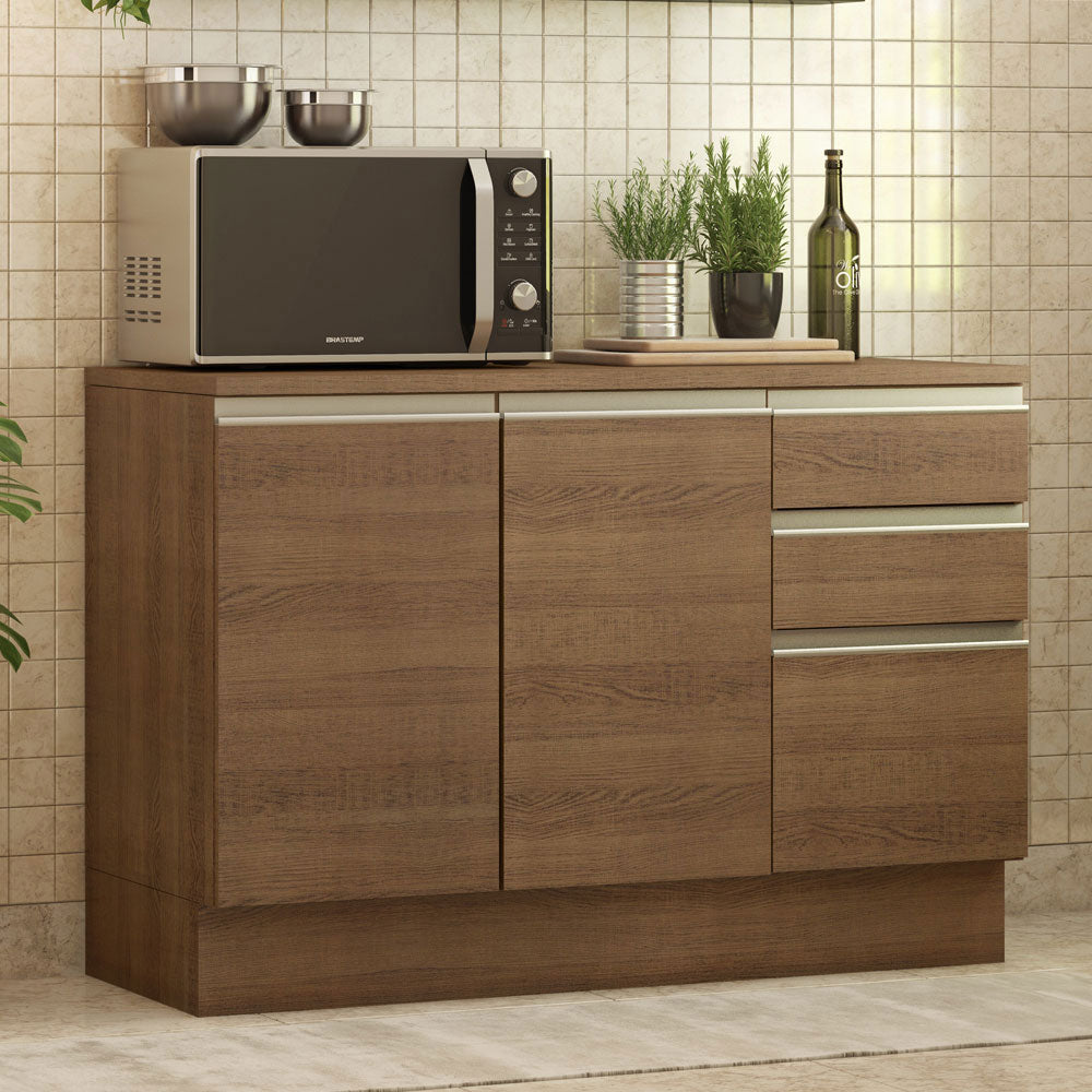 Mueble de Cocina Bajo Glamy 1.20 m 2 Puertas 3 Cajones con Encimera
