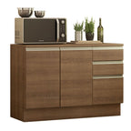 Mueble de Cocina Bajo Glamy 1.20 m 2 Puertas 3 Cajones con Encimera Marrón