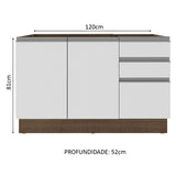 Mueble de Cocina Bajo Glamy 1.20 m 2 Puertas 3 Cajones