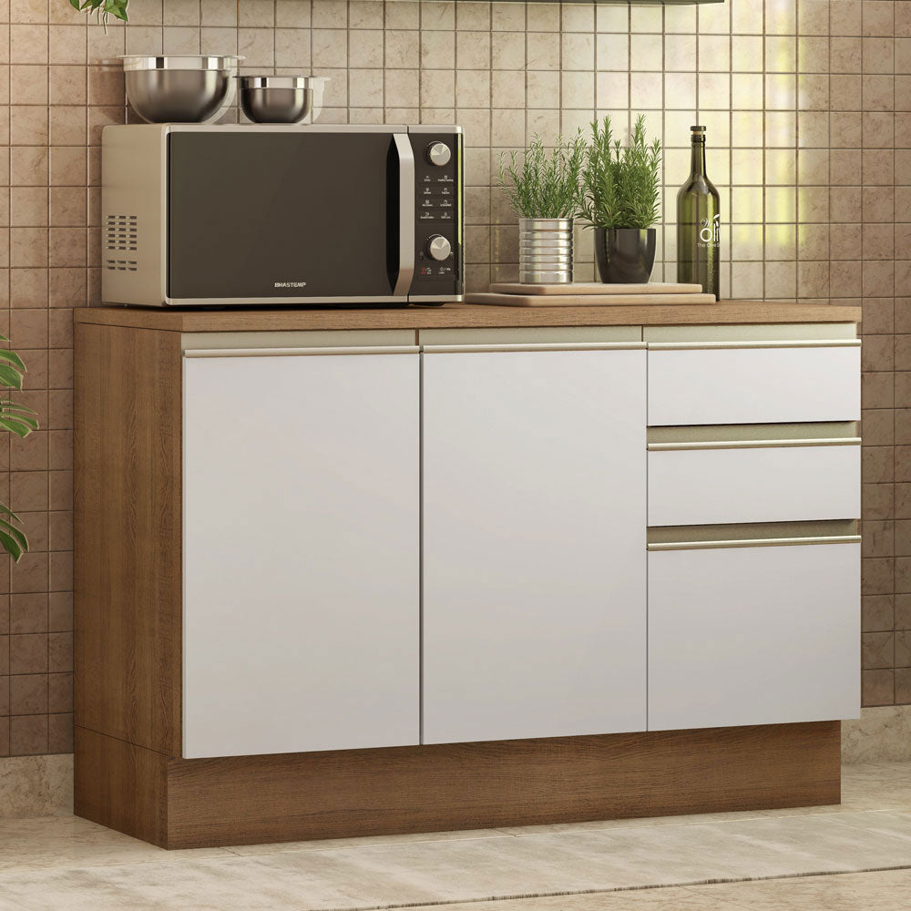 Mueble de Cocina Bajo Glamy 1.20 m 2 Puertas 3 Cajones con Encimera