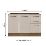 Mueble de Cocina Bajo Agata 1.20 m 2 Puertas 3 Cajones