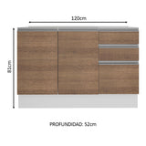 Mueble de Cocina Bajo Glamy 1.20 m 2 Puertas 3 Cajones
