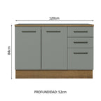 Mueble de Cocina Bajo Agata 1.20 m 2 Puertas 3 Cajones con Encimera Marrón/Gris