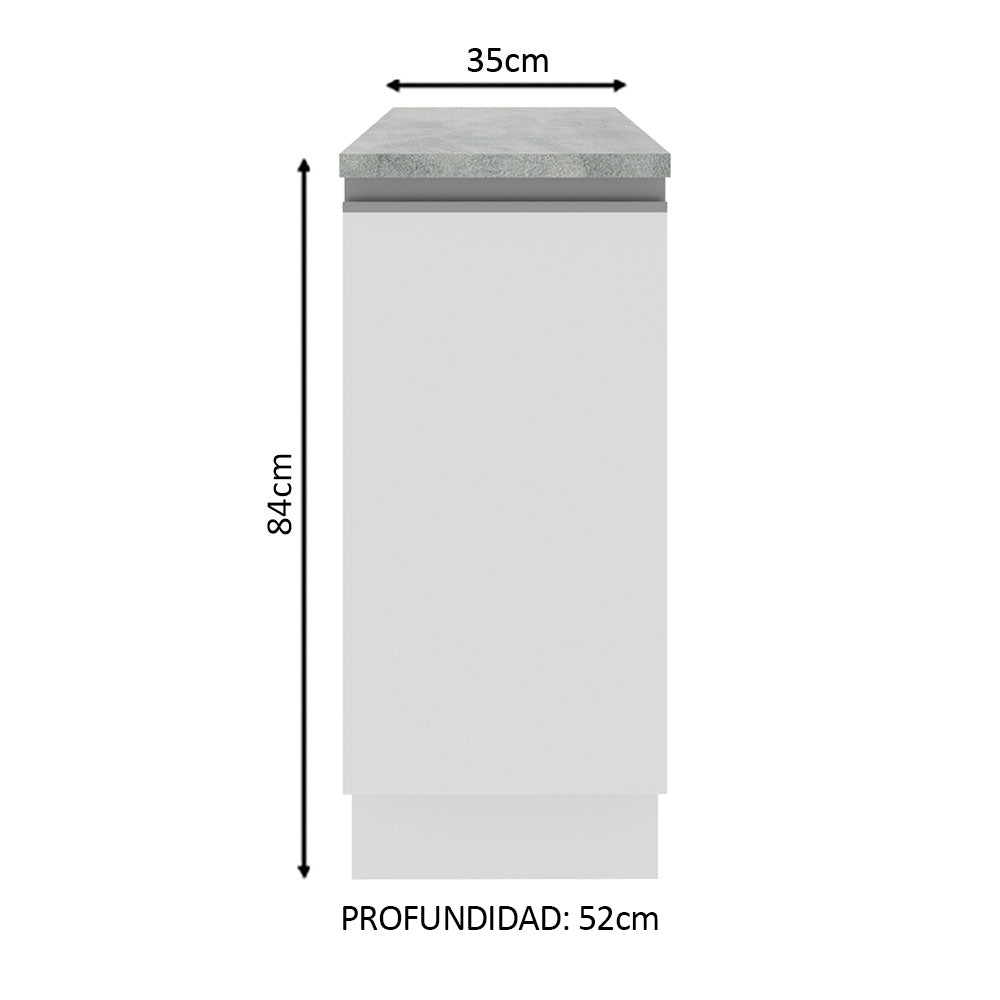 Mueble de Cocina Bajo Glamy 35 cm 1 Puerta Blanco