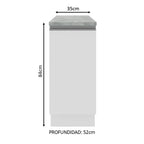 Mueble de Cocina Bajo Glamy 35 cm 1 Puerta Blanco