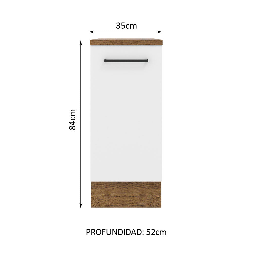 Mueble de Cocina Bajo Agata 35 cm 1 Puerta Marrón/Blanco