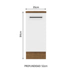 Mueble de Cocina Bajo Agata 35 cm 1 Puerta Marrón/Blanco