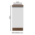 Mueble de Cocina Bajo Glamy 35 cm 1 Puerta Marrón/Blanco