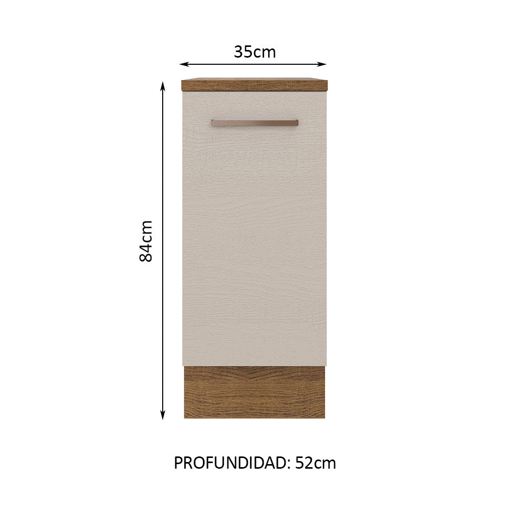 Mueble de Cocina Bajo Agata 35 cm 1 Puerta Marrón/Crema