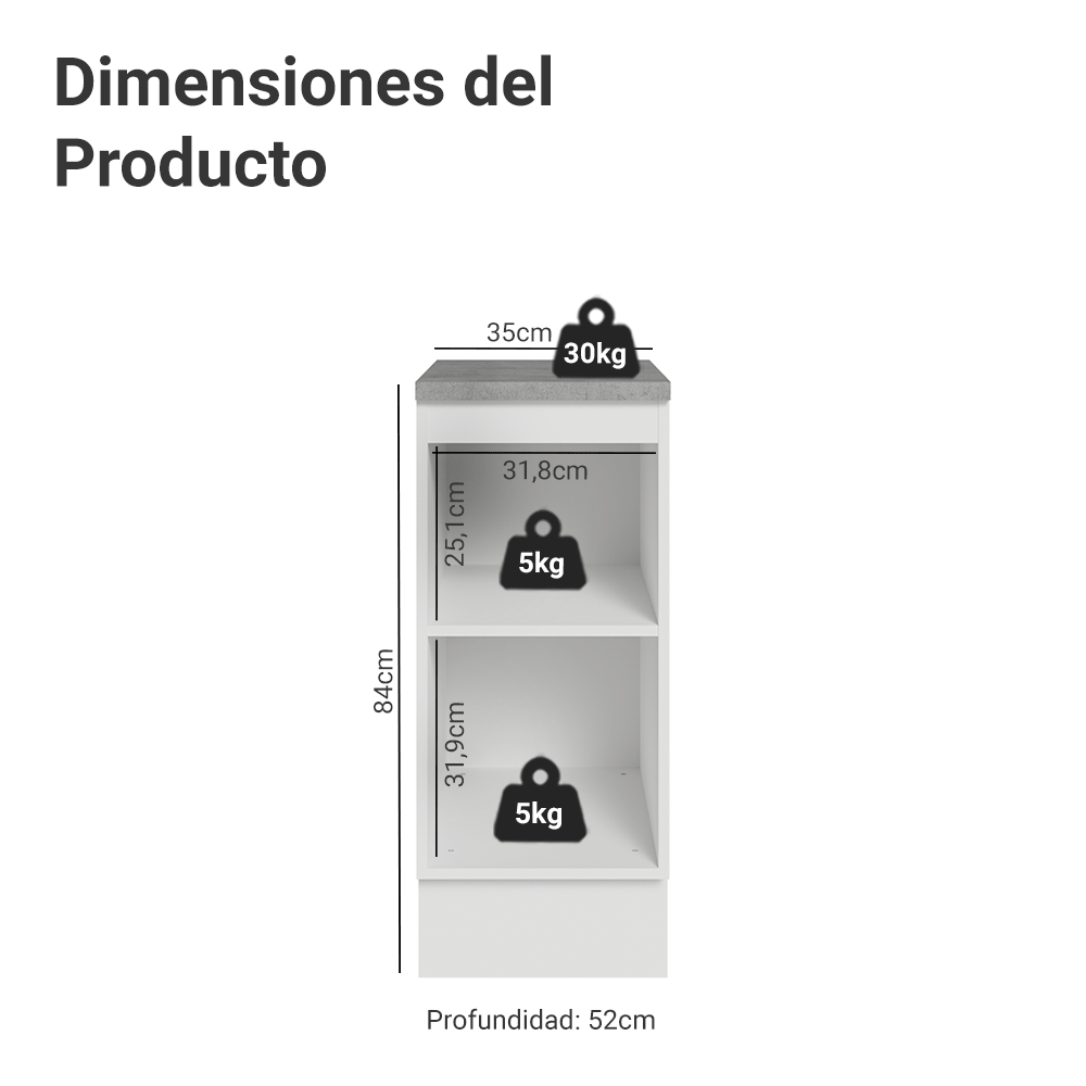 Mueble de Cocina Bajo Vik 35 cm 1 Puerta BlancoVerde