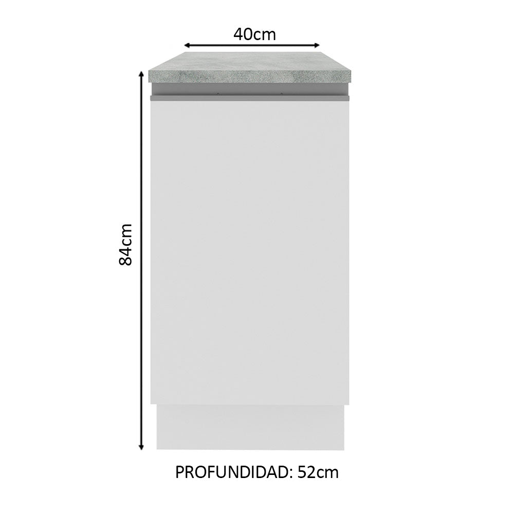 Mueble de Cocina Bajo Glamy 40 cm 1 Puerta Blanco