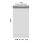 Mueble de Cocina Bajo Glamy 40 cm 1 Puerta Blanco