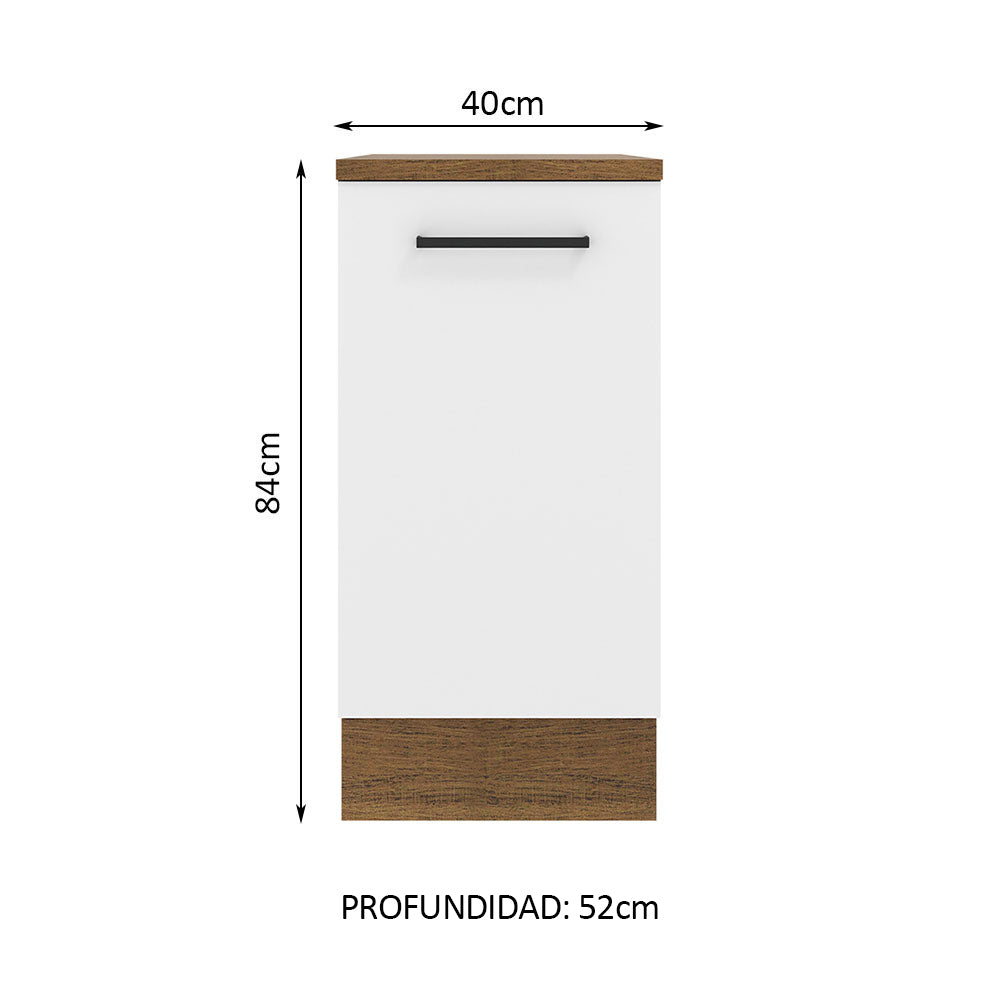 Mueble de Cocina Bajo Agata 40 cm 1 Puerta Marrón/Blanco