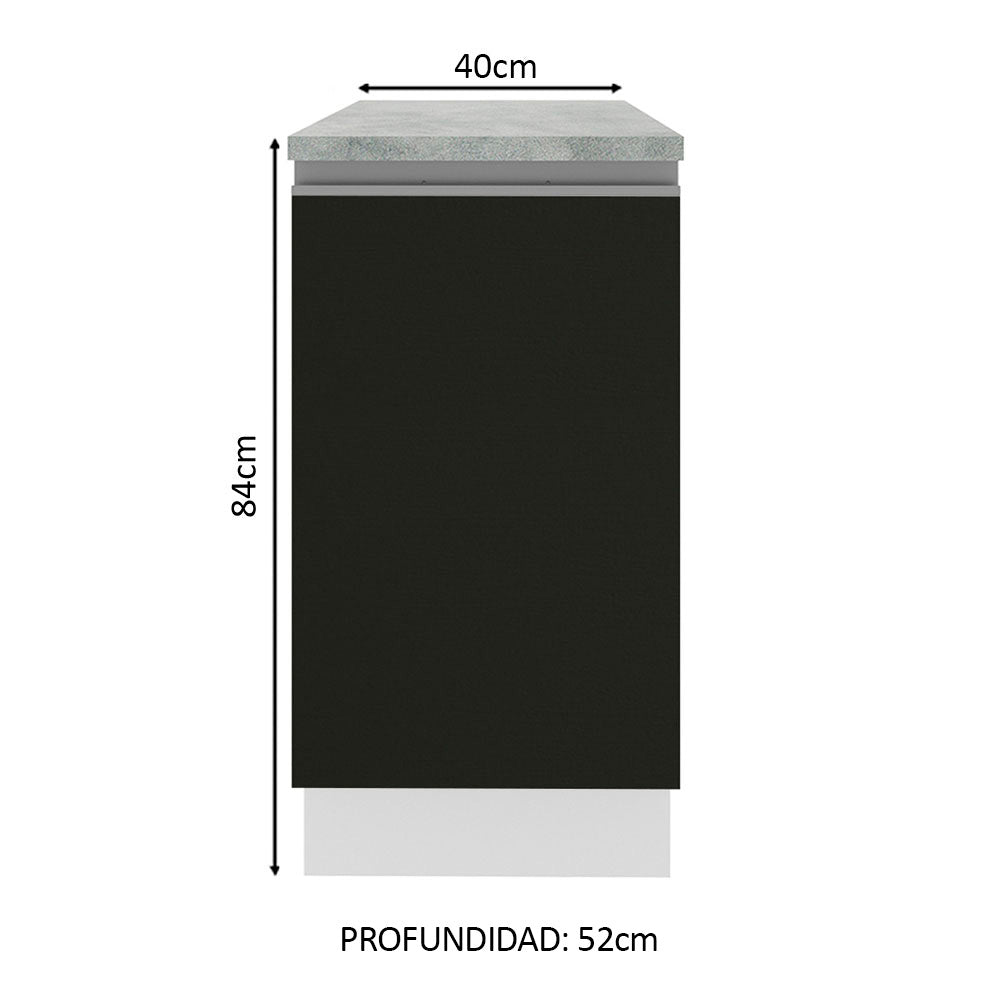Mueble de Cocina Bajo Glamy 40 cm 1 Puerta Blanco/Negro