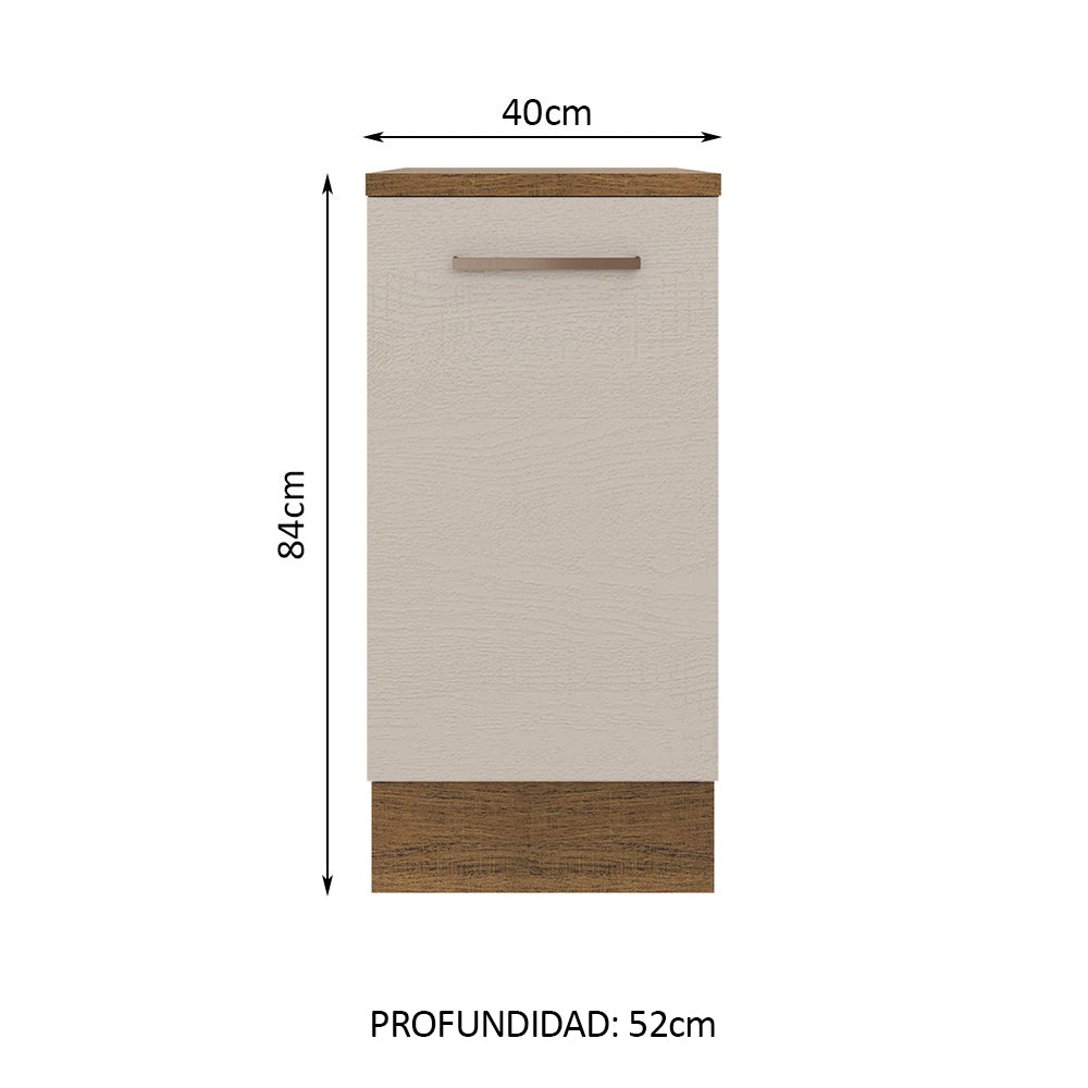Mueble de Cocina Bajo Agata 40 cm 1 Puerta Marrón/Crema