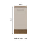 Mueble de Cocina Bajo Agata 40 cm 1 Puerta Marrón/Crema