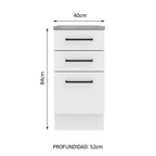 Mueble de Cocina Bajo Agata 40 cm 3 Cajones Blanco