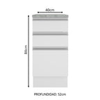 Mueble de Cocina Bajo Glamy 40 cm 3 Cajones Blanco