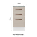 Mueble de Cocina Bajo Agata 40 cm 3 Cajones Blanco/Crema
