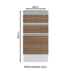 Mueble de Cocina Bajo Glamy 40 cm 3 Cajones Blanco/Marrón