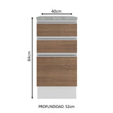 Mueble de Cocina Bajo Glamy 40 cm 3 Cajones
