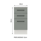 Mueble de Cocina Bajo Agata 40 cm 3 Cajones Blanco/Gris