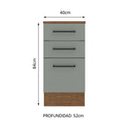 Mueble de Cocina Bajo Agata 40 cm 3 Cajones Marrón/Gris
