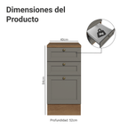 Mueble de Cocina Bajo Vik 40 cm 3 Cajones Marrón/Gris