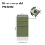 Mueble de Cocina Bajo Vik 40 cm 3 Cajones Blanco/Verde