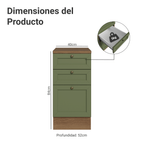 Mueble de Cocina Bajo Vik 40 cm 3 Cajones Marrón/Verde