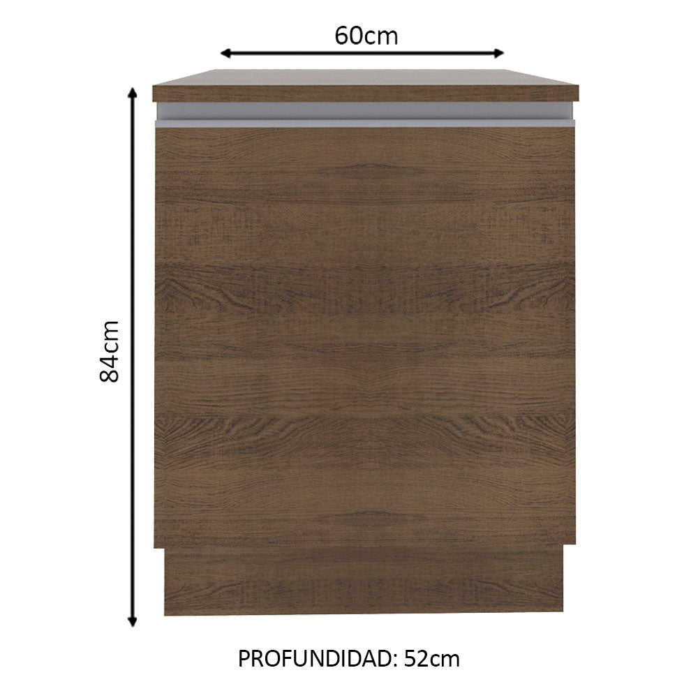 Mueble de Cocina Bajo Glamy 60 cm 1 Puerta Marrón