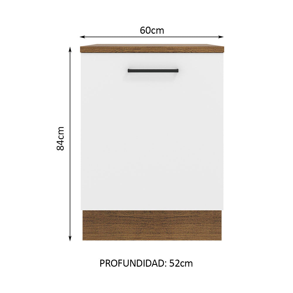 Mueble de Cocina Bajo Agata 60 cm 1 Puerta Marrón/Blanco