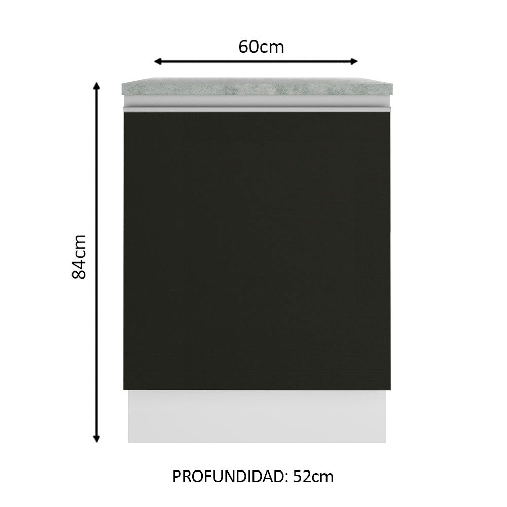 Mueble de Cocina Bajo Glamy 60 cm 1 Puerta Blanco/Negro