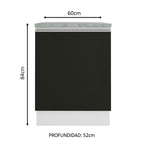 Mueble de Cocina Bajo Glamy 60 cm 1 Puerta Blanco/Negro