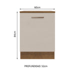 Mueble de Cocina Bajo Agata 60 cm 1 Puerta Marrón/Crema