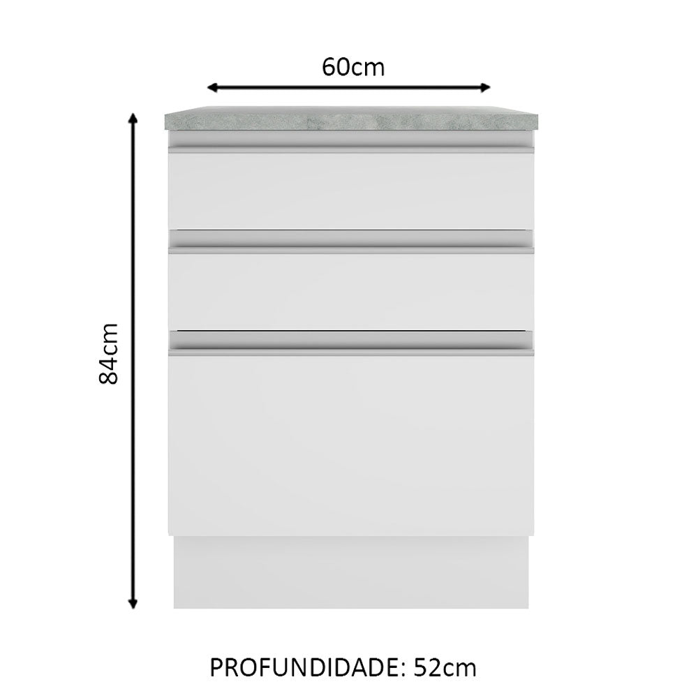 Mueble de Cocina Bajo Glamy 60 cm 3 Cajones