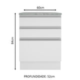 Mueble de Cocina Bajo Glamy 60 cm 3 Cajones